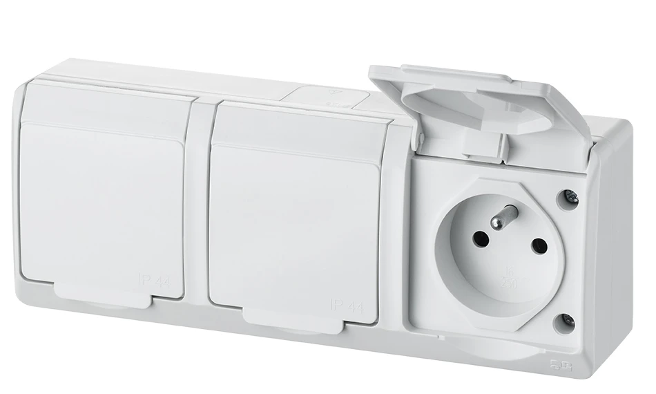 Elektro Plast Nasielsk Elektro-Plast Lizdas natynkowe GNT Hermes 3x2P + Z su klapką balta (0323-02)