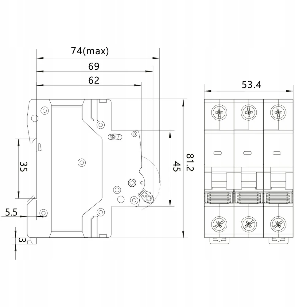 Elektro-Plast grandinės pertraukiklis 3P B 25A 6kA OCB/B25/3P 87.635
