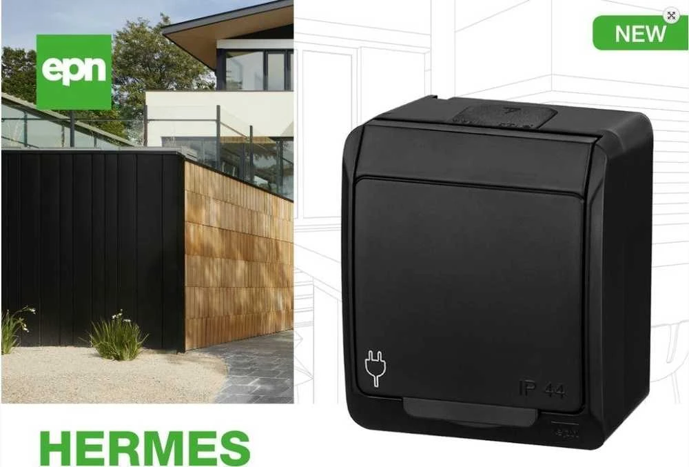 LIZDAS MONTUOJAMAS ANT PAVIRŠIAUS DVIGUBAS HERMES/0322-09/EPN 250 V AC 16 A IP44 Elektro-Plast