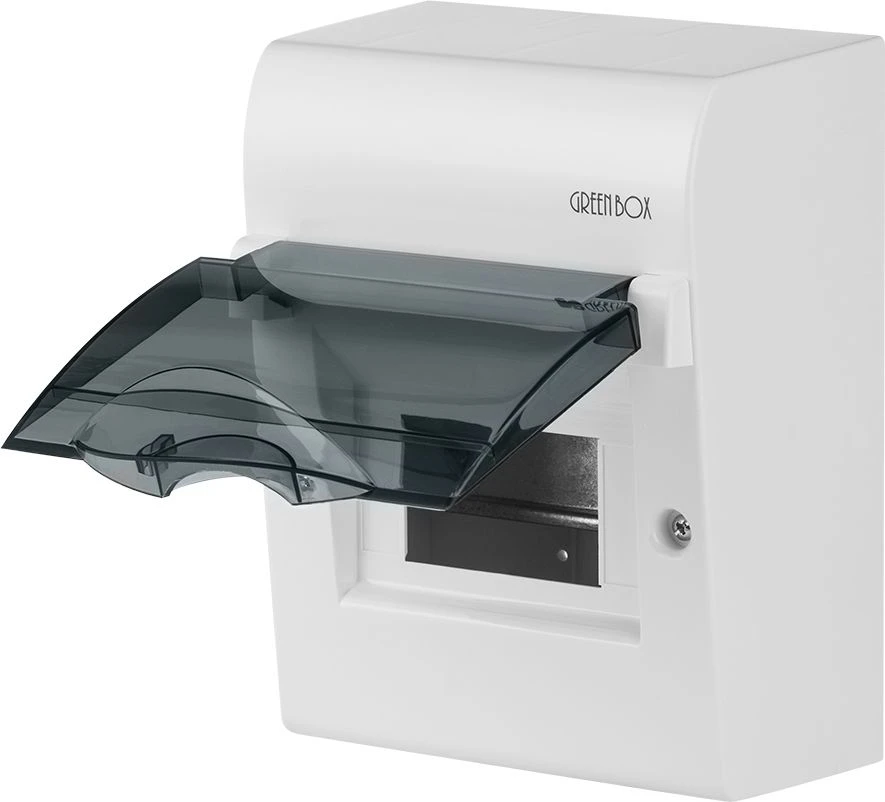 Elektro Plast Nasielsk Elektro-Plast 1 x 6 modulinis skirstomasis skydas Žalias BOX RN N+PE dūmams permatomos durys IP40 (2351-01)