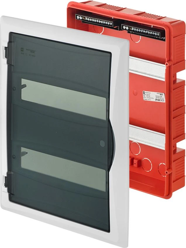 Elektro Plast Nasielsk Elektro-Plast Moduliniai skirstomieji įrenginiai 2x12 p/t 2/24 skaidrios durys (N+PE) IP40 2515-01