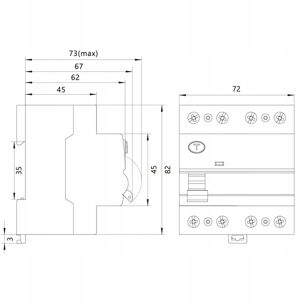 Elektro Plast 87.846 NEO 25A 30mA 4 polių diferencialinis automatinis jungiklis, AC tipo, RCD/25A/4P
