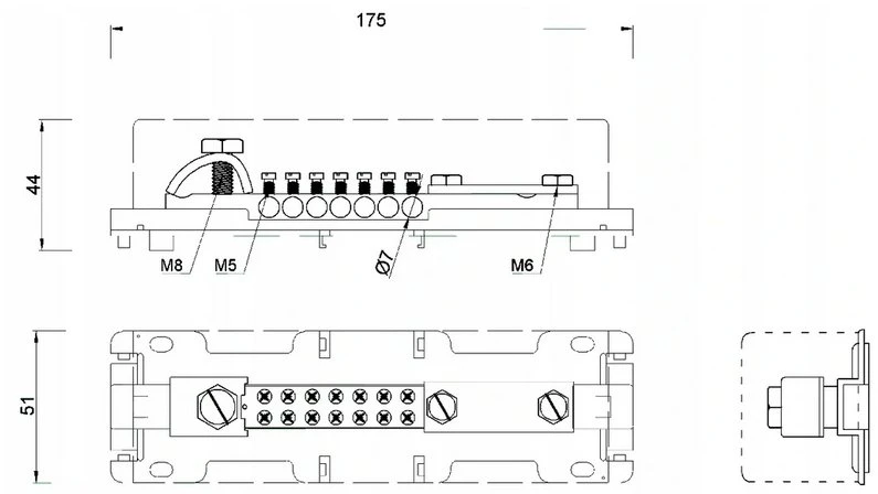 Elektro-Plast Išlyginimo šyna 7x10mm2, 2x25mm2, 1x plokščia juosta SZW 49.11