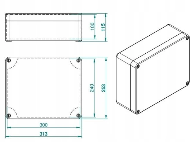 Elektro-Plast pramoninė hermetiška dėžutė 313x253x115mm IP65 pilka, skaidrus dangtelis 2723-01