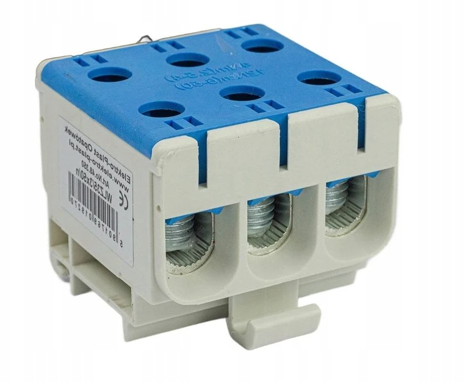 Elektro Plast 48.350 3 polių paskirstymo-šakos blokas AL/CU 3x50mm2 mėlynas plokščias montavimas ir TH bėgis WLZ35/3x50/n 48.350