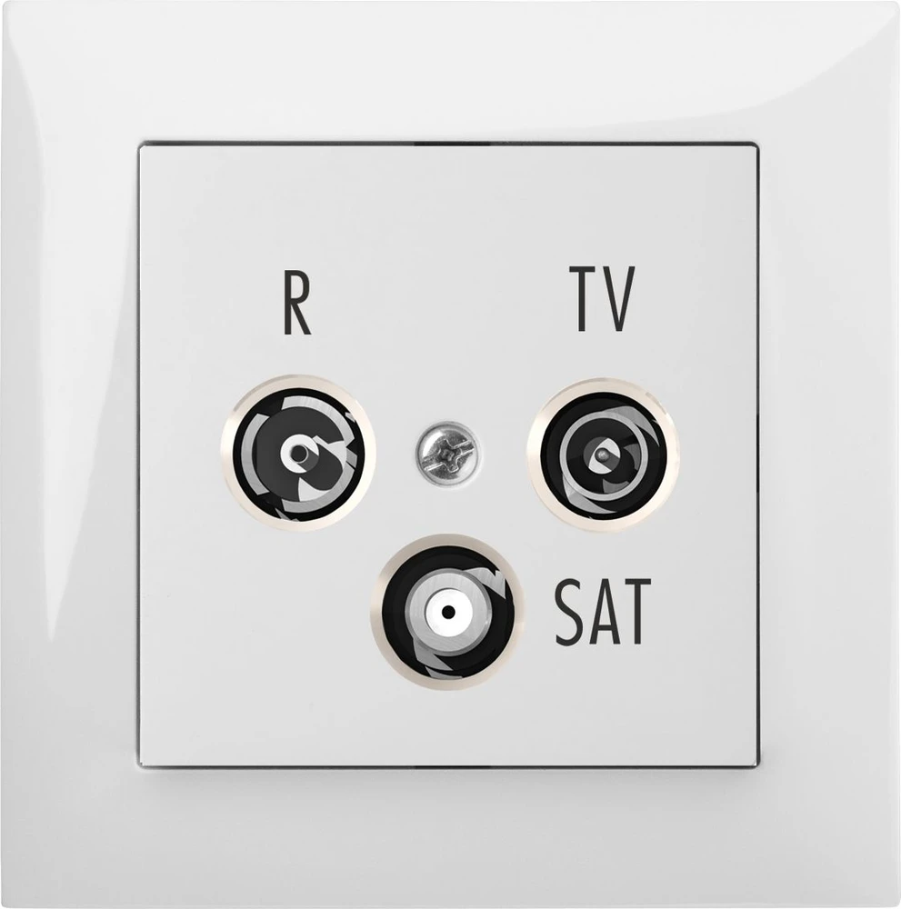 Elektro Plast Nasielsk 1453-10 Sentia RD/TV/SAT antenos lizdo antgalis be rėmelio IP20 baltas 1453-10