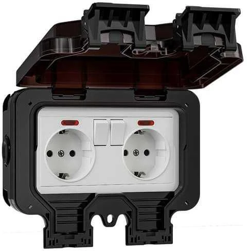 Dvivietis kištukinis lizdas ELEKTRO-PLAST AQUANT, IP65
