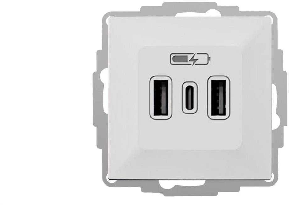 Elektro Plast Nasielsk 3808-10 VESTRA USB įkroviklis 2xA+C, baltas 3808-10