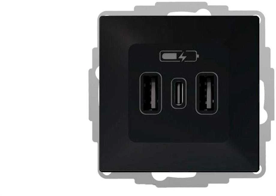 Elektro Plast Nasielsk 3808-19 VESTRA USB įkroviklis 2xA+C, juodas 3808-19