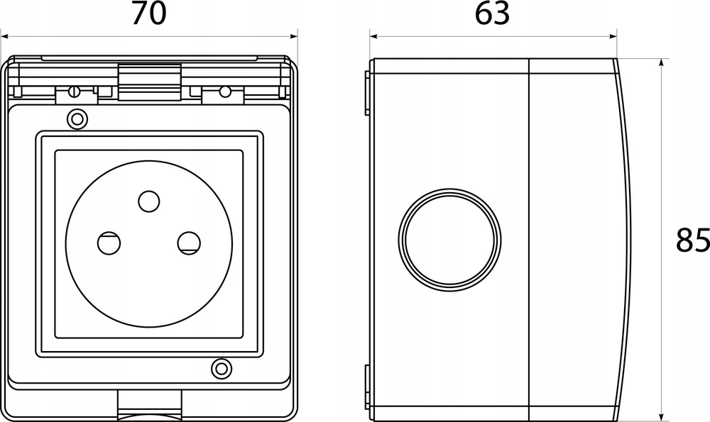 Elektro Plast 55.19 Lizdas vieno paviršiaus montuojamas GPN IP55 AQUA55 55.19
