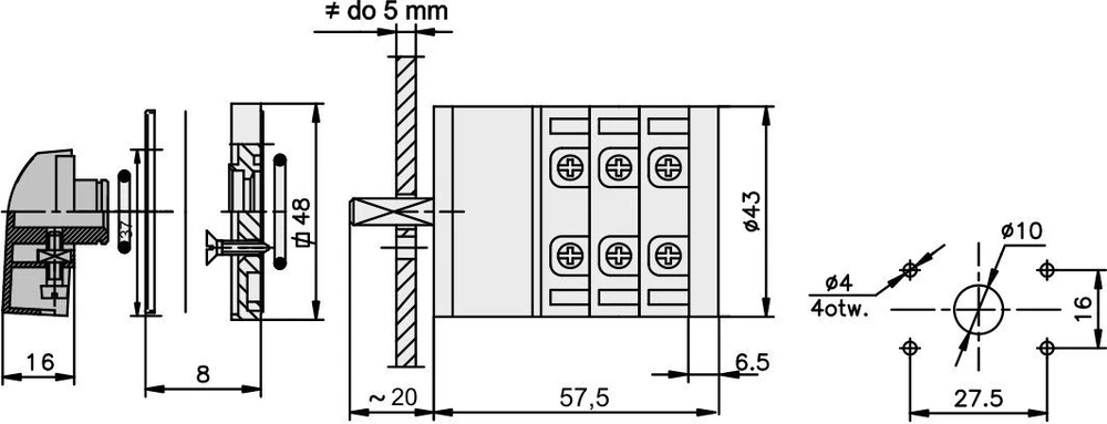 Elektromet 2-0-1 3P 12A IP65 Arc E12- 72 su plokšte (921272)