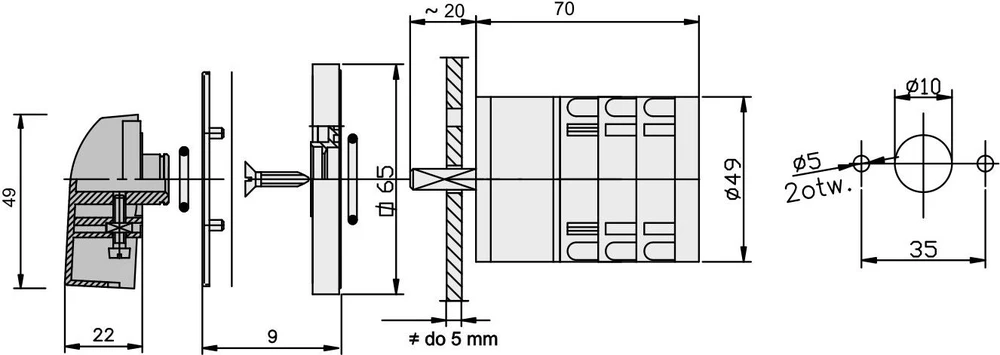 Elektromet 2-0-1 3P 16A IP65 su E 16-72 (951671)