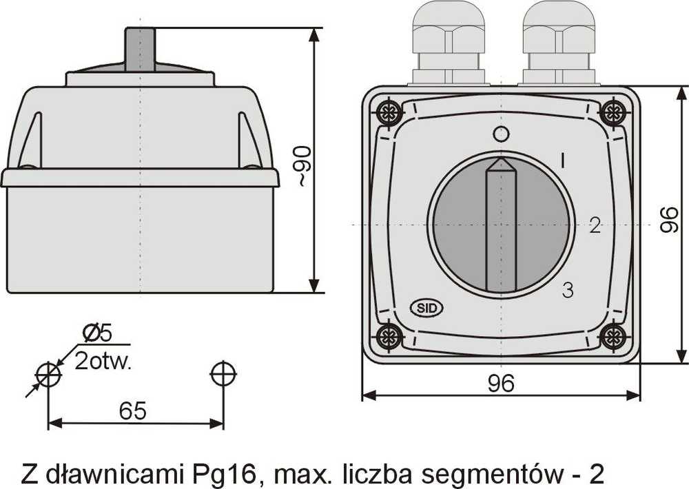 Elektromet cam jungtis 0-1-2-3 3P 16A IP44 būsto Arc E16-63 (951662)