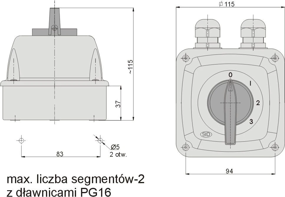 Elektromet Cam jungiklis 0-1-2-3 3P 40A IP44 korpuse Arch 40-63 (924063)