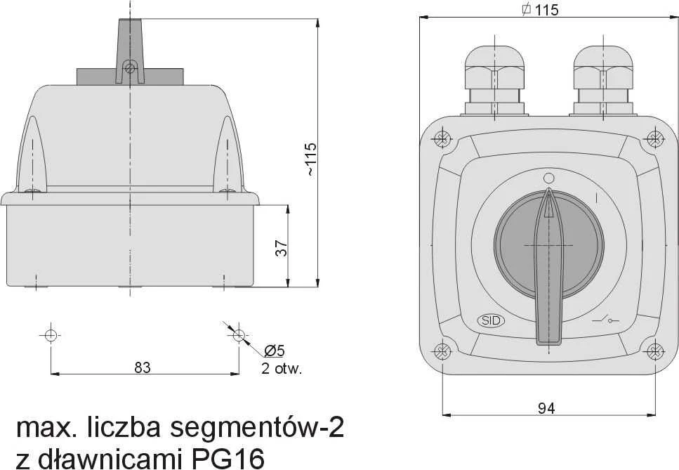 Elektromet Cam switch 0-1 3P 40A IP44 Lenkimas 40-13 korpuse (924005)