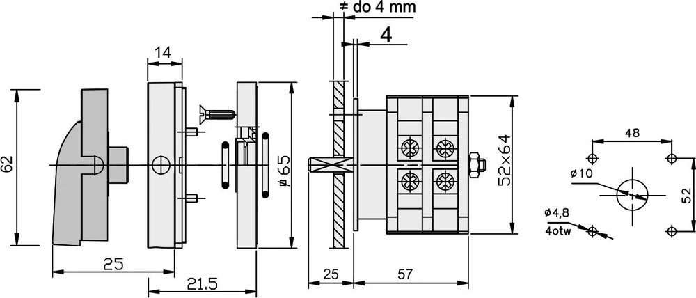 Elektromet Cam jungiklis 0-1 3P 25A su priekine plokšte Arc 25-15 IP65 (922558)