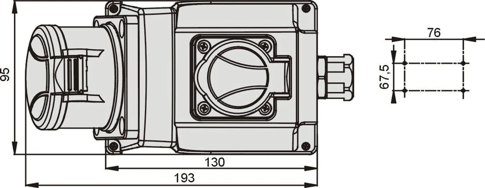 Elektromet Fiksuotas COMBI lizdas, laidas su prijungimo juostele, raudona 400V / mėlyna 230V GSC-32/5 (921845)