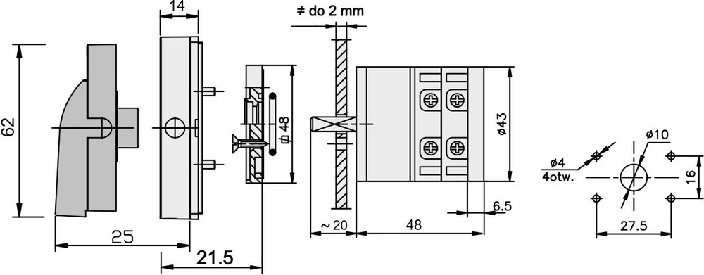 Elektromet Cam jungiklis 0-I 3P 12A, skirtas spynai IP65 Arc E12-15 (921204)