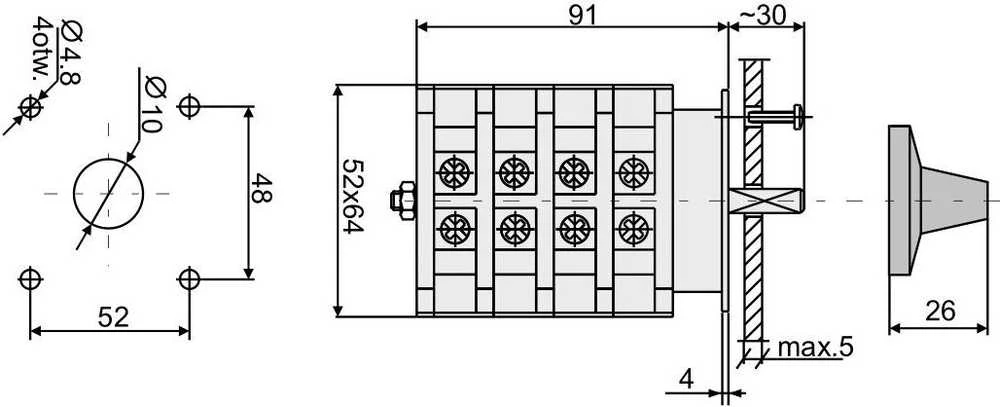 Elektromet Star-delta kumštelio jungiklis 3P 25A IP44 Arc 25-21 (922509)