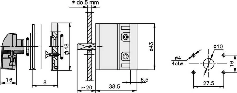 Elektromet Cam switch 0-1 1P 12A IP65 Arc E12-52 with plate (921252)