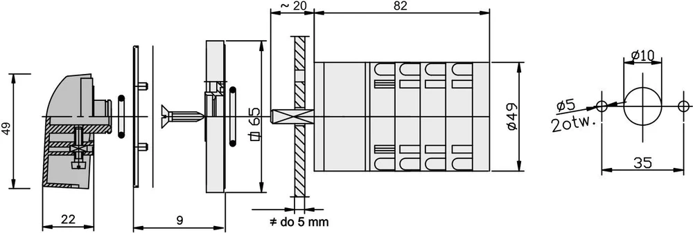Elektromet kameros jungtis 0- 1-2 3P 16A IP65 su lankeliu E16- 32 (951631)