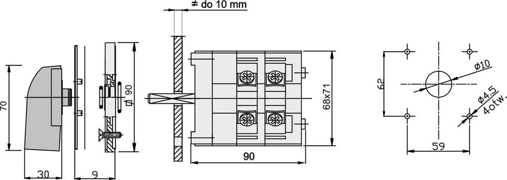 Elektromet Cam switch 0-1 3P 63A IP65 ŁK 63-12 su plokštelė (926312)