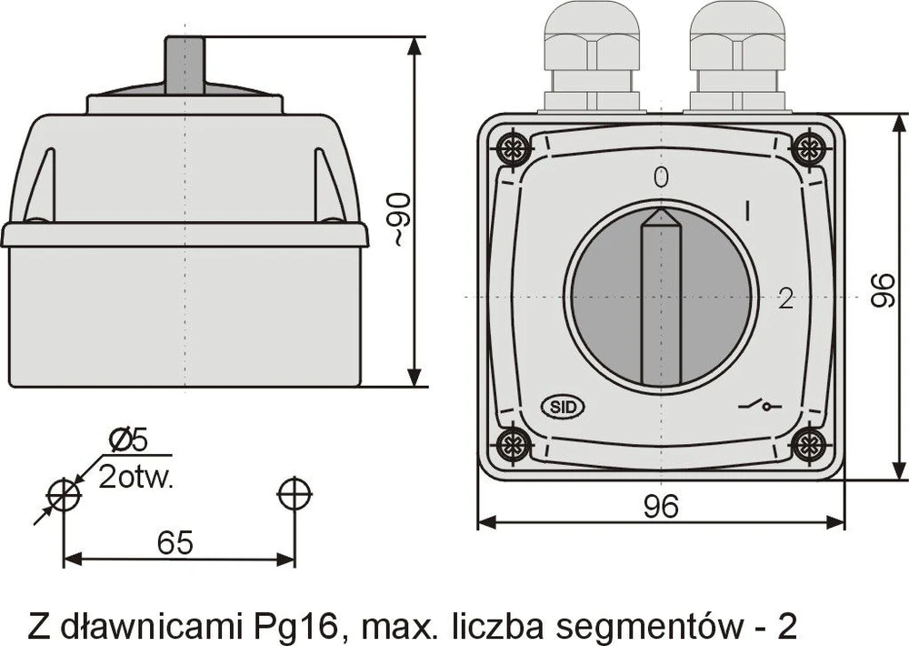 Elektromet Cam jungiklis 0-1-2 5P 25A IP44 korpuse Alkūnė E25-33 (952532)