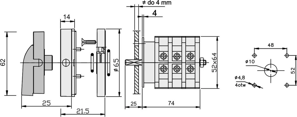 Elektromet L-0-P 3P 16A kamera IP65 lanko 16-45 (921657) jungtis
