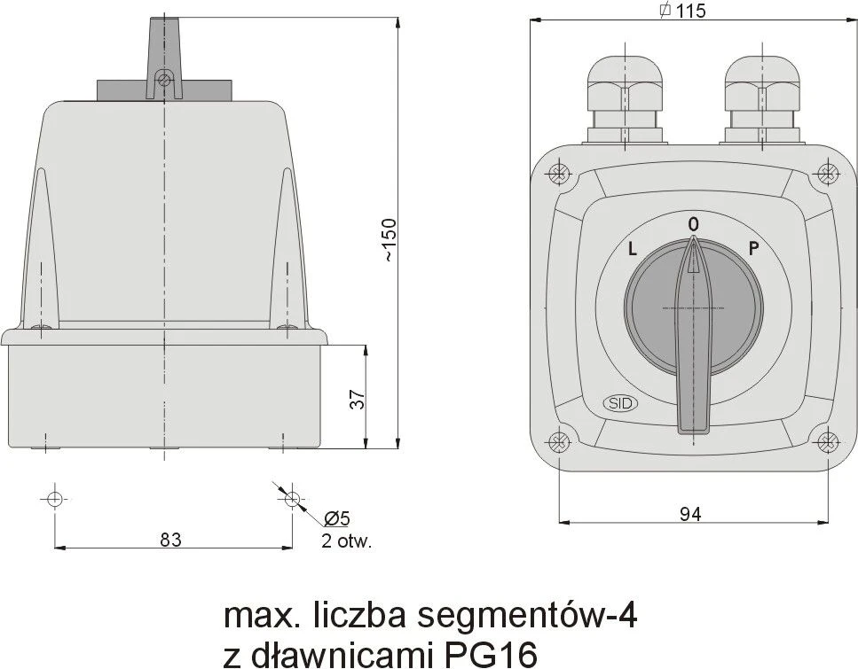 Elektromet Cam jungiklis L-0-P 3P 25A IP65 korpuse Arch 25-43 (922530)