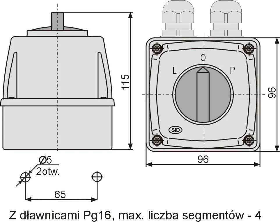 Elektromet Cam jungiklis L-0-P 3P 25A IP44 Arc E25-43 korpuse (952542)