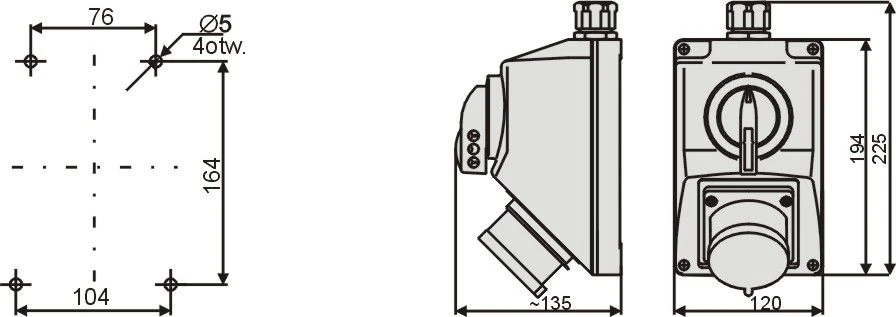 Elektromet Montavimo rinkinys L-0-P 32A 5P IP44 (974026)