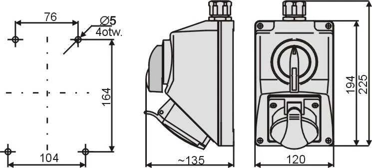 Elektromet Montavimo rinkinys su 5P 0LI 32A IP54 lizdu (974005)