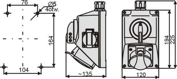 Elektromet Montavimo rinkinys su skyrikliu OI 1x16A 4P 400V, 1x16A 250V IP54 (971615)
