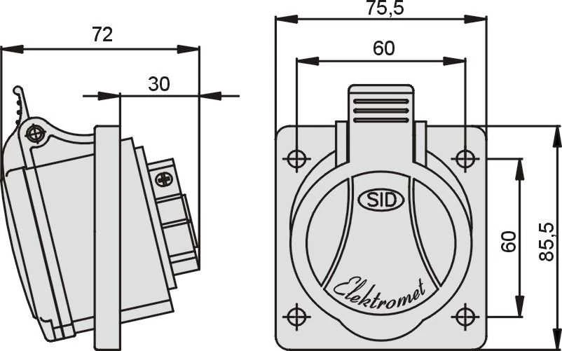Elektromet Plokštės lizdas raudonas 5P 16A 400V (921820)