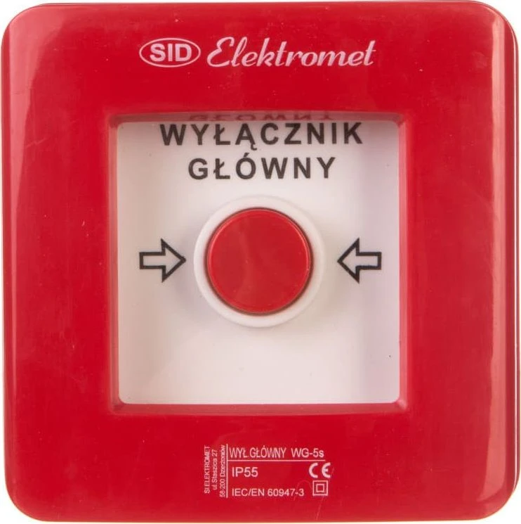 Elektromet WG-5s raudonas avarinio išjungimo mygtukas