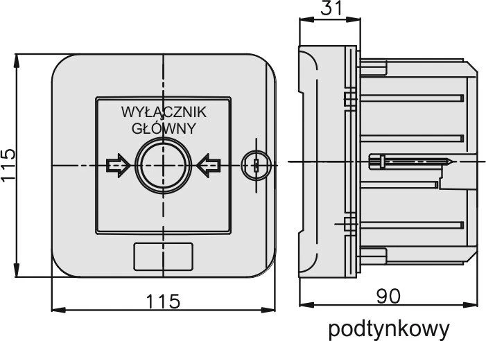 Elektromet WGZp-4s jungiklio techninis matmenų brėžinys