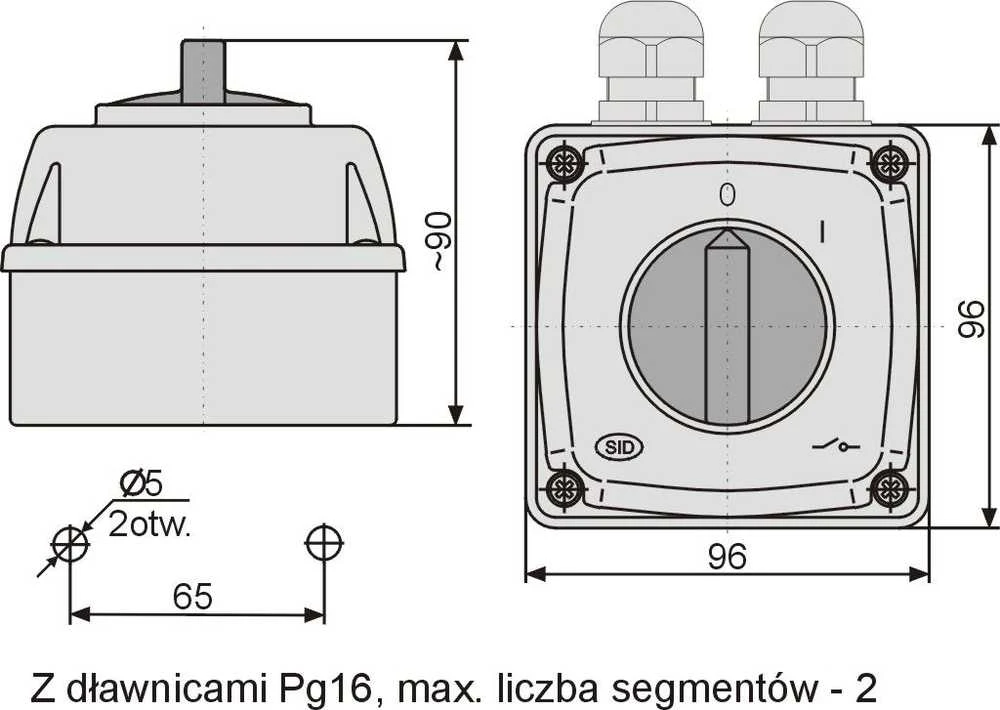 Elektromet Cam jungiklis 0-1 3P 16A IP44 Arc E16-13 korpuse (951611)