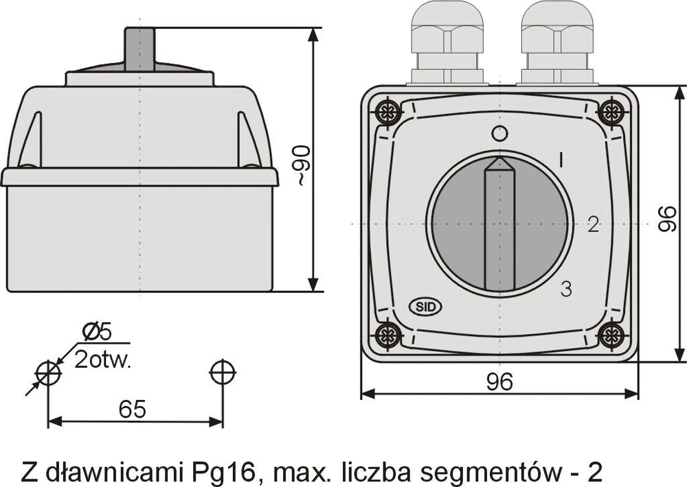 Elektromet Cam jungiklis 0-1-2-3 3P 16A IP65 korpuse Alkūnė E16-63 (951663)
