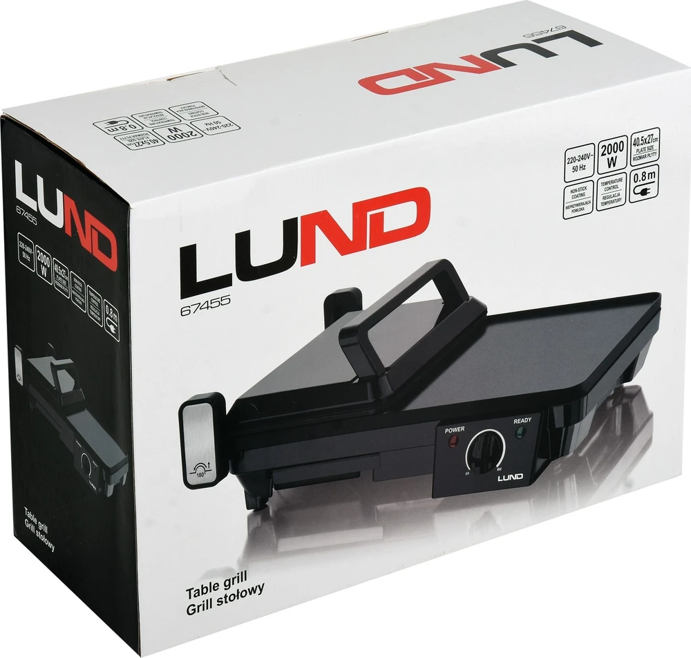 LUND ELEKTRINĖS GRILĖS 2in1 2000W 40,5x25cm
