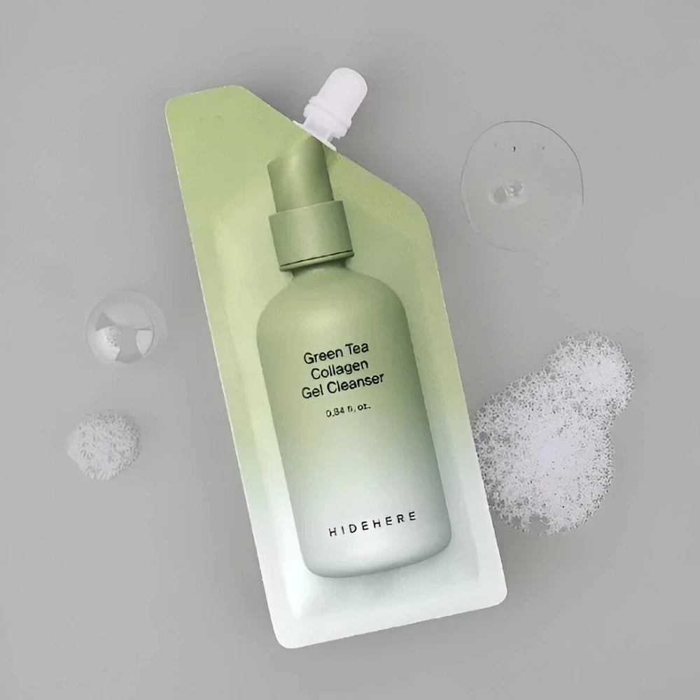 HideHere Žalias Tea Collagen Cleansing & Hydrating Cleansing Gel For Face, 25 g