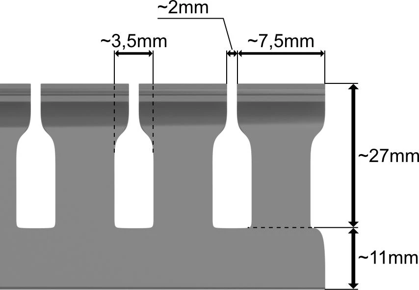 Elettrocanali ECS12040 Savaime gesinantis šukų lovelis 120x40 pilkas su PV UV danga /2m/ ECS12040