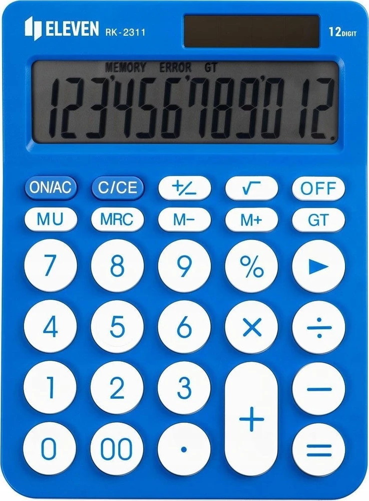 Eleven ELEVEN Calculator Mėlynas stalinis skaičiuotuvas, apvalūs balti mygtukai, RK2311BL