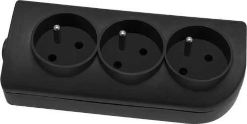 Elgotech Oem Prailginimo lizdas x 3 su įžeminimu juodas GN-30-2
