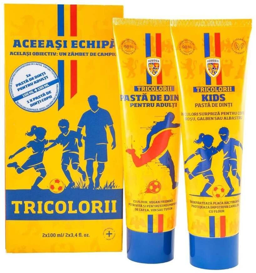 Elgydium Set Tricolorii: Tricolorii, Stain Protection, Dantų pasta, 100 ml + Tricolorii Kids, Whitening, Dantų pasta, 100 ml For Children
