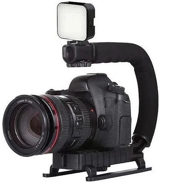„Elight 4U“ nešiojamas stabilizatorius telefonui ir sportui / DLSR kamerai su 1/4 fiksacija, LED apšvietimu / mikrofonu