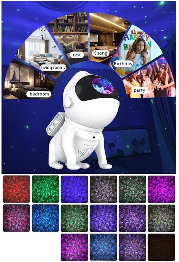 Elight G6 Kosmosa Suns Nebula efektu sienas & griestu projektors ar Skaļruni / Bluetooth App / pulti Balts