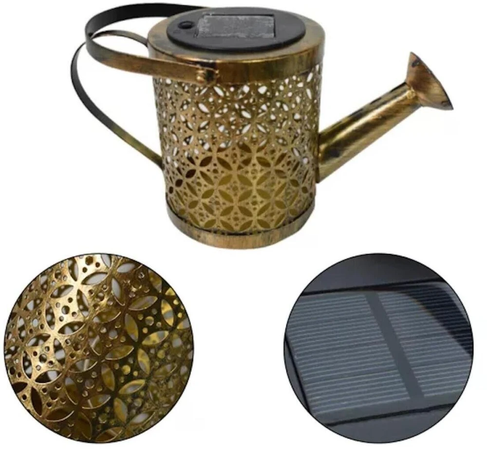 Elight dārza dekors Saules LED lampas ar ūdens kannas formu un tekoša ūdens efektu (22x15cm) Zelta