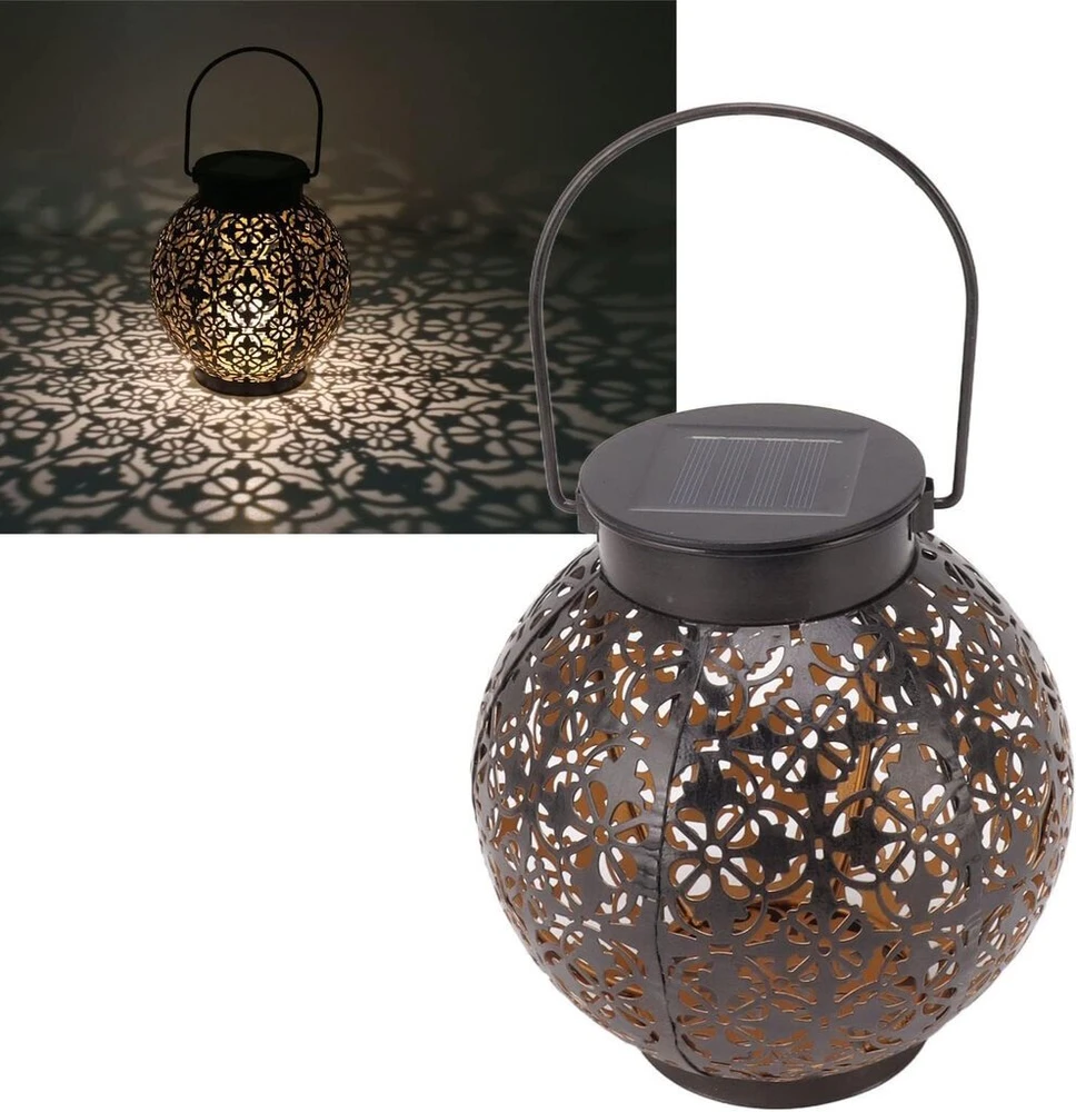 Elight Dārza Dekors Saules IP65 LED Retro Laterna formas piekārta lampa (15x15cm) ar tumšo sensoru