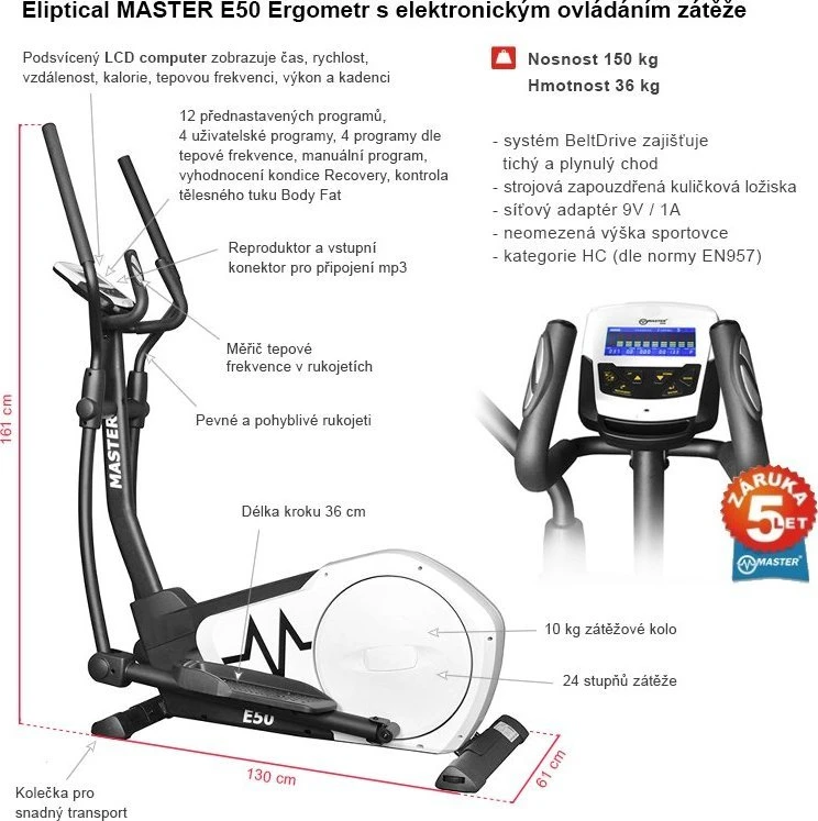 Master elipsinis krosinis treniruoklis Magnetinis elipsinis krosinis treniruoklis E50 Ergometer