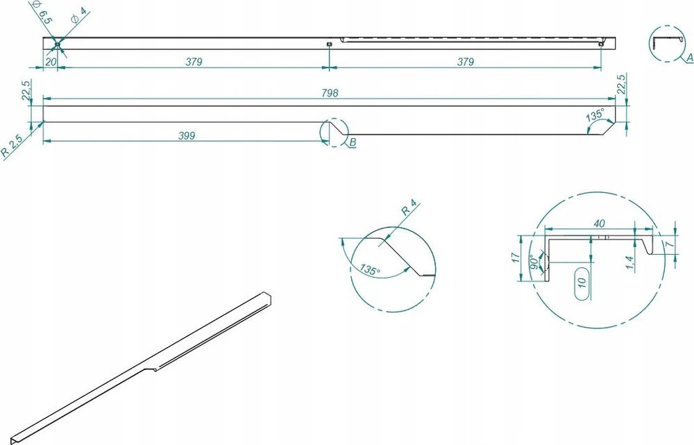 Elita RE120800040040 / ELITE / AKSESUARAI / SOHO HANDLE CHROME 80 1 vnt. (L-798/R-758) / 168656 /